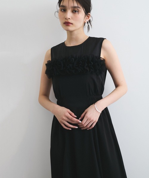 VIS(ビス)の「【VIS DRESS】チュールフラワードッキングワンピース(ワンピース・レディース・ブラック/ブラック系その他・FREE)」の1枚目の写真