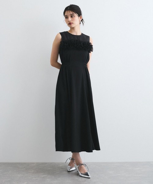 VIS(ビス)の「【VIS DRESS】チュールフラワードッキングワンピース(ワンピース・レディース・ブラック/ブラック系その他・FREE)」の4枚目の写真