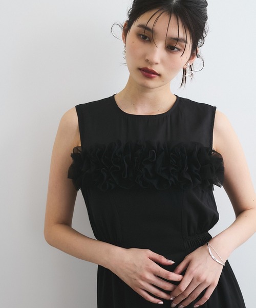 VIS(ビス)の「【VIS DRESS】チュールフラワードッキングワンピース(ワンピース・レディース・ブラック/ブラック系その他・FREE)」の6枚目の写真