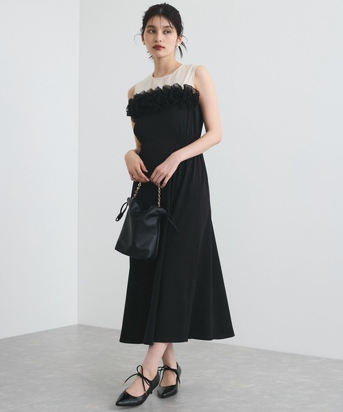 VIS(ビス)の「【VIS DRESS】チュールフラワードッキングワンピース(ワンピース・レディース・ブラック/ブラック系その他・FREE)」の8枚目の写真