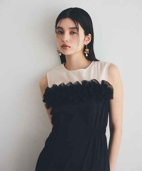 VIS DRESS】チュールフラワードッキングワンピース（ワンピース