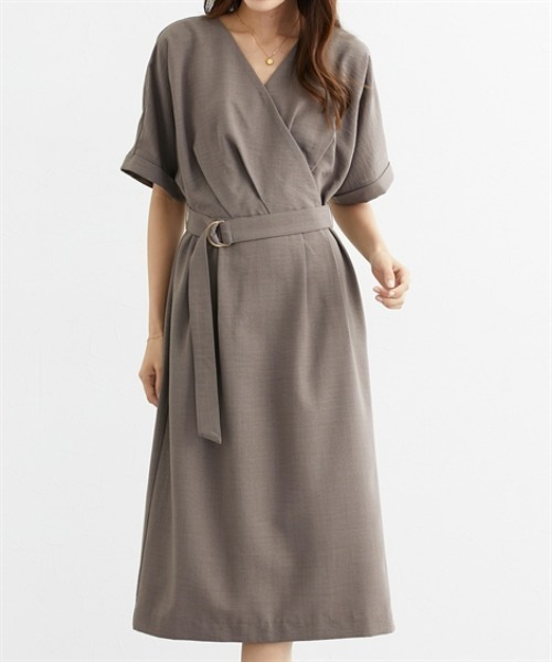 7days Life Styling(セブンデイズライフスタイリング)の「麻調合繊カシュクールタイトスカートワンピース(しわになりにくい・接触冷感・UVカット・ウォッシャブル)<大きいサイズ有>(ワンピース・レディース・グリーン/モカ/ネイビー・S/M/L/LL/3L/4L/5L/6L)」の18枚目の写真