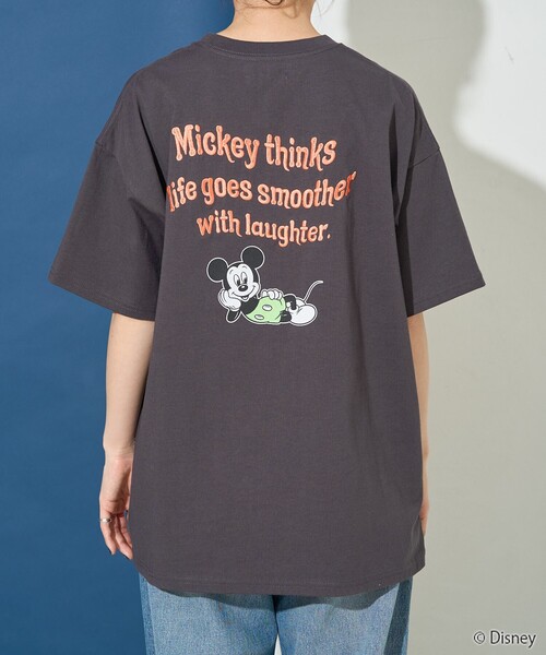 ミッキーマウス 刺繍入り 1点ものTシャツ