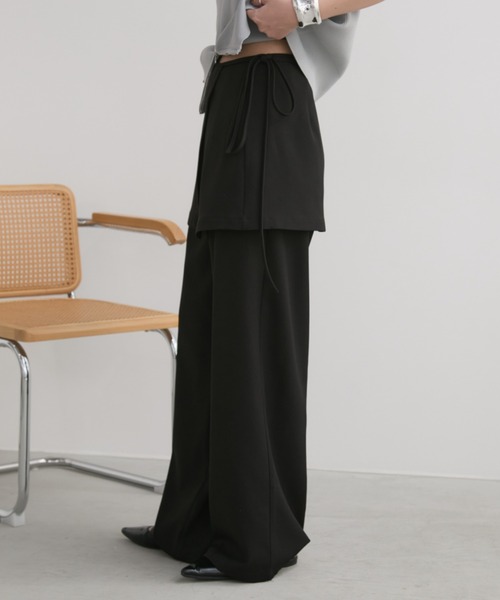 Aunt Marie's（アントマリーズ）の「スカートレイヤードタックスラックスパンツ（スラックス・レディース・ブラック/チャコールグレー・LARGE/MEDIUM/SMALL）」の4枚目の写真