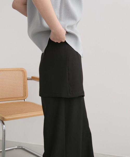 Aunt Marie's（アントマリーズ）の「スカートレイヤードタックスラックスパンツ（スラックス・レディース・ブラック/チャコールグレー・LARGE/MEDIUM/SMALL）」の8枚目の写真
