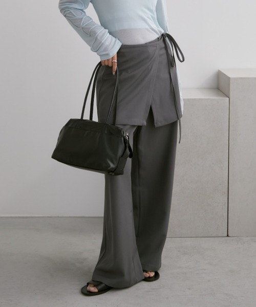 Aunt Marie's（アントマリーズ）の「スカートレイヤードタックスラックスパンツ（スラックス・レディース・ブラック/チャコールグレー・LARGE/MEDIUM/SMALL）」の16枚目の写真