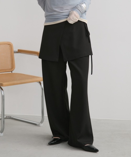 Aunt Marie's（アントマリーズ）の「スカートレイヤードタックスラックスパンツ（スラックス・レディース・ブラック/チャコールグレー・LARGE/MEDIUM/SMALL）」の13枚目の写真
