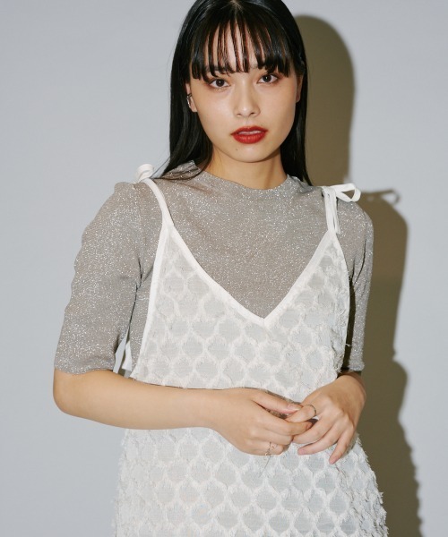 terrace（テラス）の「ラメニットプルオーバー（Tシャツ/カットソー・レディース・シルバー/オフホワイト/ブラック・MEDIUM）」の3枚目の写真