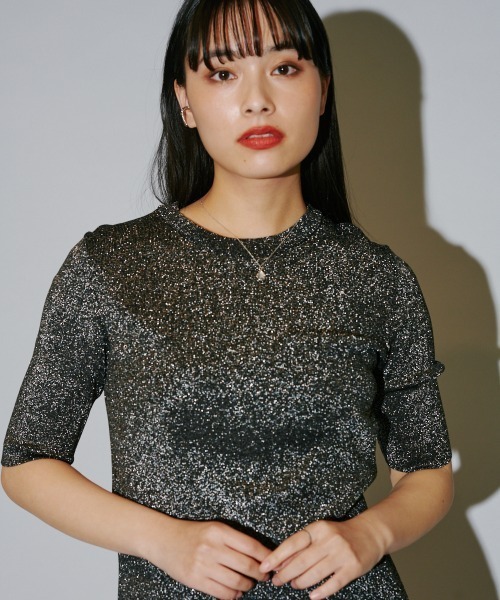 terrace（テラス）の「ラメニットプルオーバー（Tシャツ/カットソー・レディース・シルバー/オフホワイト/ブラック・MEDIUM）」の16枚目の写真