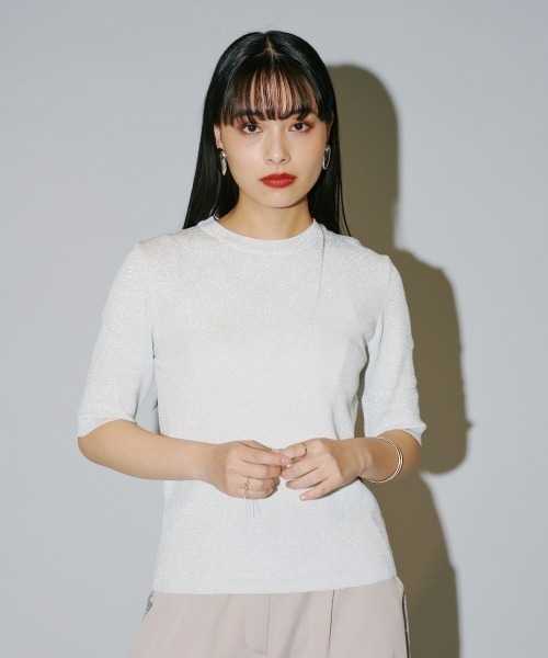 terrace（テラス）の「ラメニットプルオーバー（Tシャツ/カットソー・レディース・シルバー/オフホワイト/ブラック・MEDIUM）」の15枚目の写真