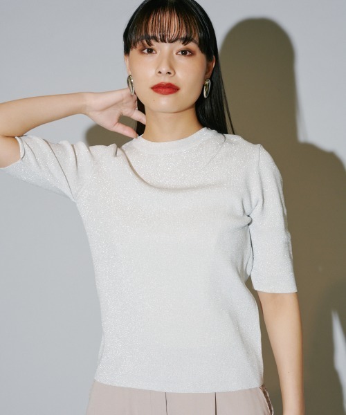 terrace（テラス）の「ラメニットプルオーバー（Tシャツ/カットソー・レディース・シルバー/オフホワイト/ブラック・MEDIUM）」の11枚目の写真