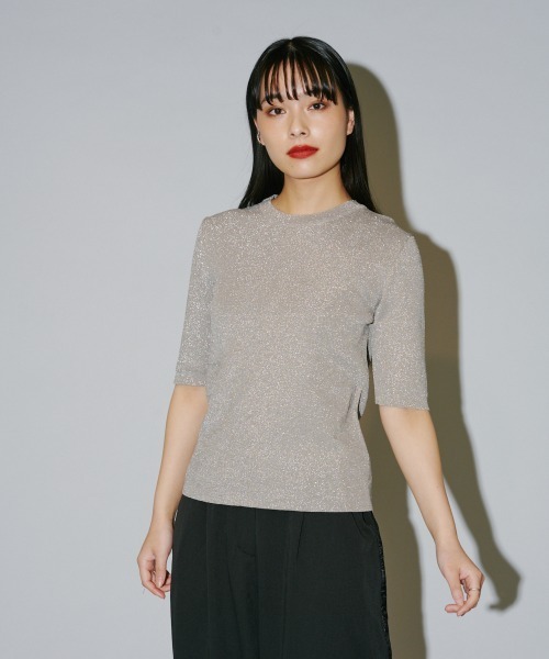 terrace（テラス）の「ラメニットプルオーバー（Tシャツ/カットソー・レディース・シルバー/オフホワイト/ブラック・MEDIUM）」の5枚目の写真