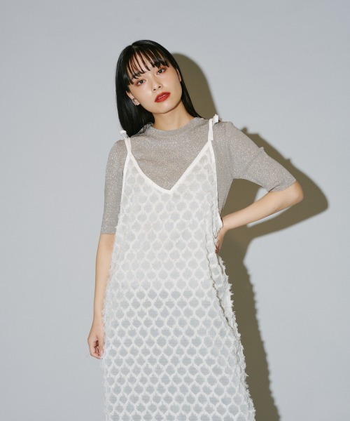 terrace（テラス）の「ラメニットプルオーバー（Tシャツ/カットソー・レディース・シルバー/オフホワイト/ブラック・MEDIUM）」の4枚目の写真
