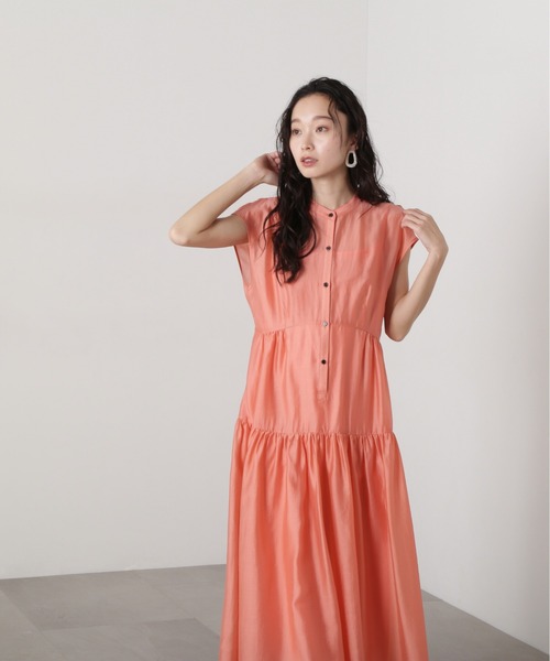 N.(N. Natural Beauty Basic)(エヌエヌナチュラルビューティーベーシック)の「バンドカラーシアーワンピース(ワンピース・レディース・オレンジ/イエロー/ブラウン・MEDIUM)」の18枚目の写真