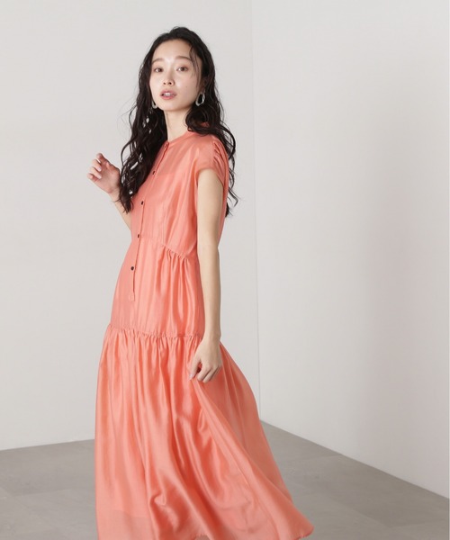 N.(N. Natural Beauty Basic)(エヌエヌナチュラルビューティーベーシック)の「バンドカラーシアーワンピース(ワンピース・レディース・オレンジ/イエロー/ブラウン・MEDIUM)」の19枚目の写真