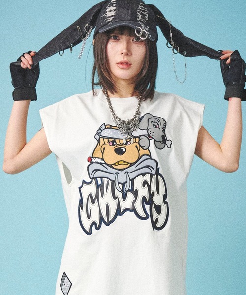 GALFY（ガルフィー）の「GALFY（ガルフィー）袖を忘れしT/ノースリーブTシャツ メンズ レディース ユニセックス（Tシャツ/カットソー・メンズ・ダークグレー/ホワイト/ブラック・LL/L）」の3枚目の写真
