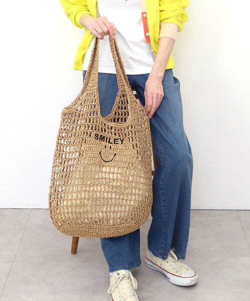 セール】SMILEY×COOCO ペーパー透かし編み刺繍入トート