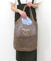 COOCO（クーコ）の「ＳＭＩＬＥＹ×COOCO　ペーパー透かし編み刺繍入トートバッグ／Ａ４対応（かごバッグ）」