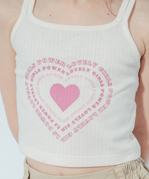 URBAN CHERRY（アーバンチェリー）の「【快適さらリブ素材】ハートロゴダブルストラップキャミソール（キャミソール・キッズ・ピンク/アイボリー/ブラック/ブルー・110cm/120cm/130cm/140cm/150cm）」の20枚目の写真