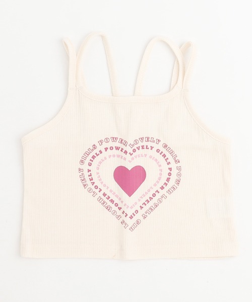 URBAN CHERRY（アーバンチェリー）の「【快適さらリブ素材】ハートロゴダブルストラップキャミソール（キャミソール・キッズ・ピンク/アイボリー/ブラック/ブルー・110cm/120cm/130cm/140cm/150cm）」の7枚目の写真