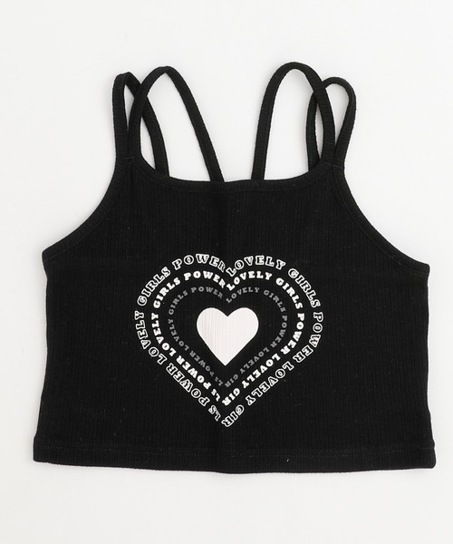 URBAN CHERRY（アーバンチェリー）の「【快適さらリブ素材】ハートロゴダブルストラップキャミソール（キャミソール・キッズ・ピンク/アイボリー/ブラック/ブルー・110cm/120cm/130cm/140cm/150cm）」の12枚目の写真