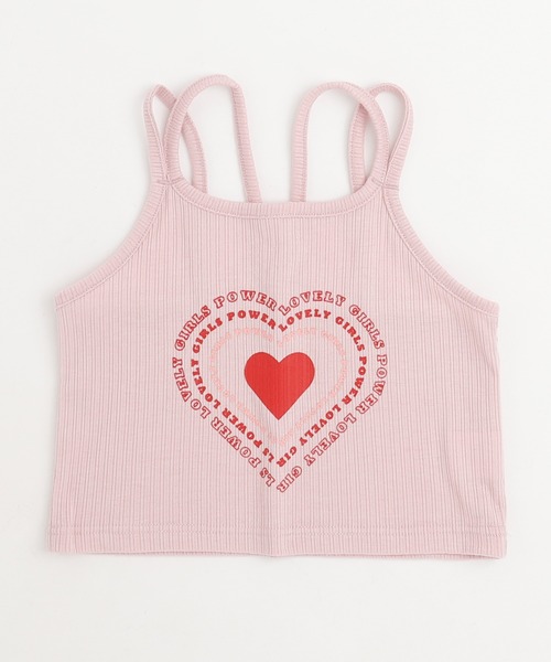 URBAN CHERRY（アーバンチェリー）の「【快適さらリブ素材】ハートロゴダブルストラップキャミソール（キャミソール・キッズ・ピンク/アイボリー/ブラック/ブルー・110cm/120cm/130cm/140cm/150cm）」の9枚目の写真