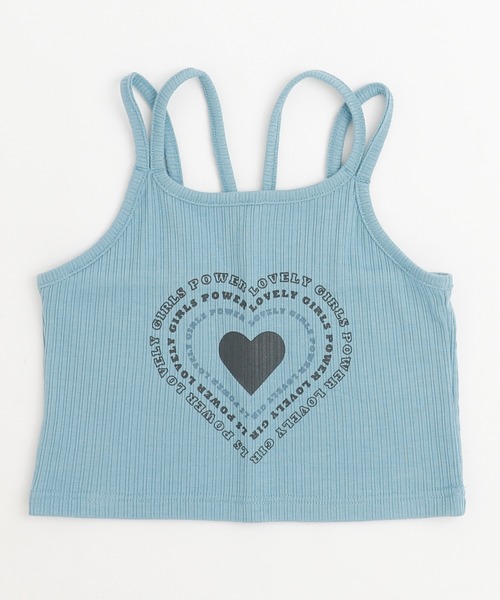 URBAN CHERRY（アーバンチェリー）の「【快適さらリブ素材】ハートロゴダブルストラップキャミソール（キャミソール・キッズ・ピンク/アイボリー/ブラック/ブルー・110cm/120cm/130cm/140cm/150cm）」の11枚目の写真