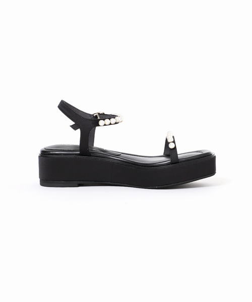 再お値下げ中　美品　LE TALON ルタロン　パールプラットサンダル　黒 追加》4cmパールプラットサンダル（サンダル）｜LE TALON（ル