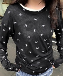 リボンプリントロングTシャツ