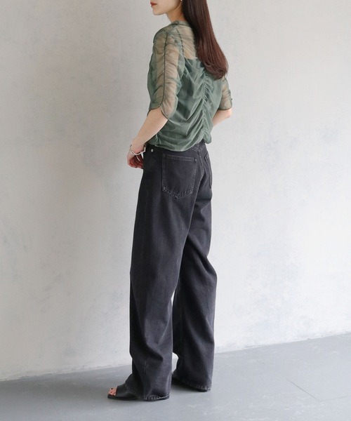 cheriella(シェリエラ)の「【cheriella】プリントシアーギャザートップス半袖 PRINT SHEER GATHER SHORT TOPS(Tシャツ/カットソー・レディース・ベージュ/パープル/カーキ/ブルー/グリーン・M)」の12枚目の写真