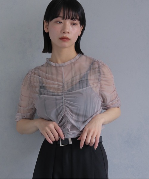 cheriella(シェリエラ)の「【cheriella】プリントシアーギャザートップス半袖 PRINT SHEER GATHER SHORT TOPS(Tシャツ/カットソー・レディース・ベージュ/パープル/カーキ/ブルー/グリーン・M)」の20枚目の写真