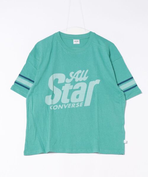 CONVERSE(コンバース)の「【CONVERSE/コンバース】ネップスラブ フットボールTシャツ(Tシャツ/カットソー・レディース・オフホワイト/グリーン・MEDIUM)」の22枚目の写真