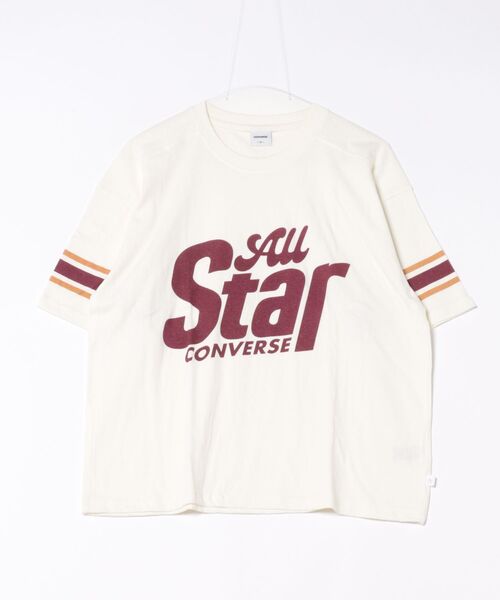 CONVERSE(コンバース)の「【CONVERSE/コンバース】ネップスラブ フットボールTシャツ(Tシャツ/カットソー・レディース・オフホワイト/グリーン・MEDIUM)」の21枚目の写真