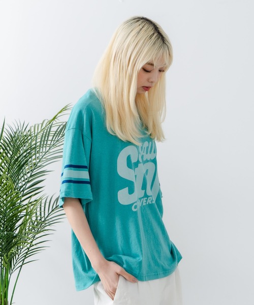 CONVERSE(コンバース)の「【CONVERSE/コンバース】ネップスラブ フットボールTシャツ(Tシャツ/カットソー・レディース・オフホワイト/グリーン・MEDIUM)」の18枚目の写真