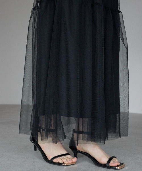 each(イーチ)の「チュールレイヤードスカート(スカート・レディース・グレー/ブラック・FREE)」の7枚目の写真