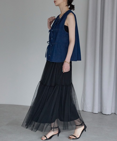 each(イーチ)の「チュールレイヤードスカート(スカート・レディース・グレー/ブラック・FREE)」の12枚目の写真
