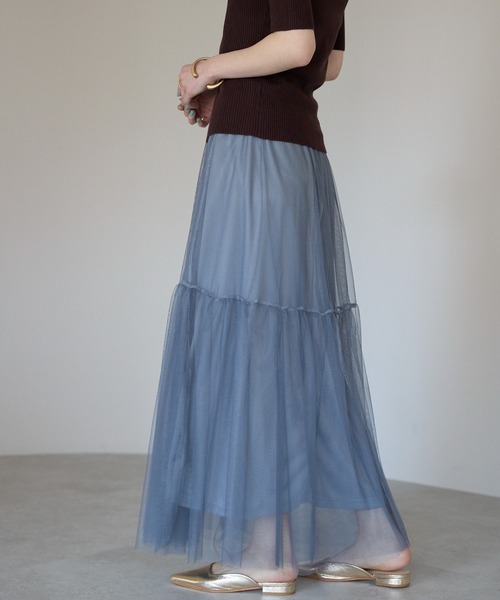 each(イーチ)の「チュールレイヤードスカート(スカート・レディース・グレー/ブラック・FREE)」の15枚目の写真