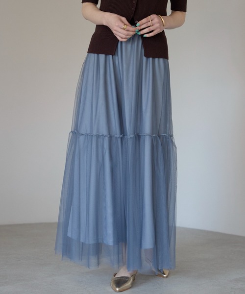 each(イーチ)の「チュールレイヤードスカート(スカート・レディース・グレー/ブラック・FREE)」の16枚目の写真