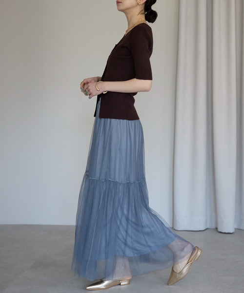 each(イーチ)の「チュールレイヤードスカート(スカート・レディース・グレー/ブラック・FREE)」の21枚目の写真