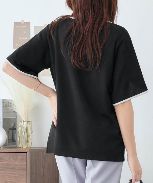 alotta(アロッタ)の「配色デザインチューリップ袖Tシャツブラウス(シャツ/ブラウス・レディース・ブラック/ライトブルー・M/L/LL/3L)」の7枚目の写真