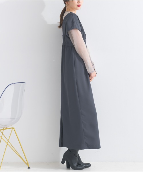 OandI（オーアンドアイ）の「シアートップス＋Vラインワンピース（ワンピース・レディース・ブラック×ブラック/ベージュ×ブラック/チャコールグレー・FREE）」の13枚目の写真