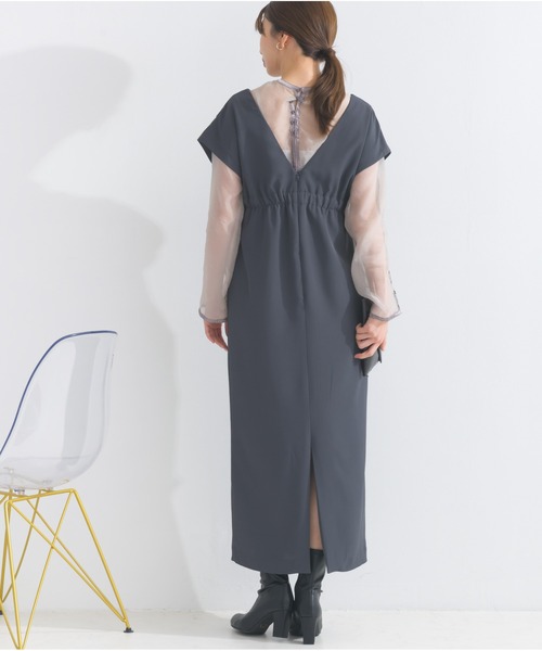 OandI（オーアンドアイ）の「シアートップス＋Vラインワンピース（ワンピース・レディース・ブラック×ブラック/ベージュ×ブラック/チャコールグレー・FREE）」の14枚目の写真