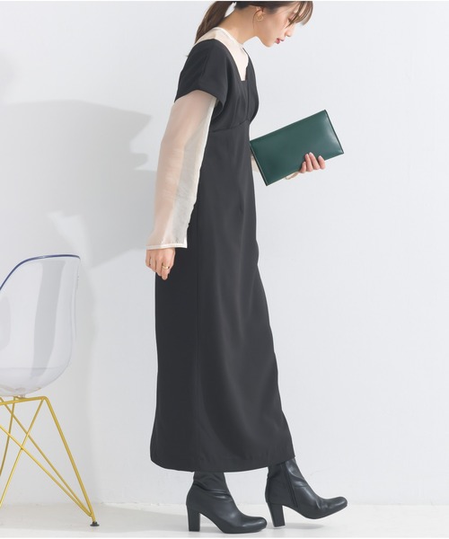 OandI（オーアンドアイ）の「シアートップス＋Vラインワンピース（ワンピース・レディース・ブラック×ブラック/ベージュ×ブラック/チャコールグレー・FREE）」の20枚目の写真