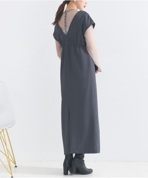OandI（オーアンドアイ）の「シアートップス＋Vラインワンピース（ワンピース・レディース・ブラック×ブラック/ベージュ×ブラック/チャコールグレー・FREE）」の16枚目の写真