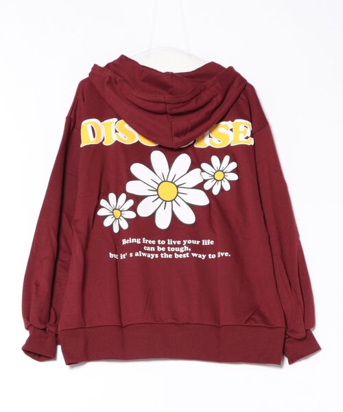 セール】《バックロゴ×花柄プリント》ZIPパーカー／ゆるカワ抜け感