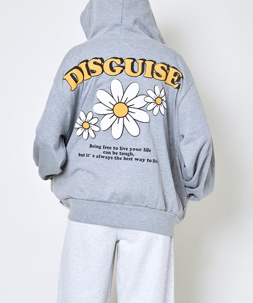 セール】《バックロゴ×花柄プリント》ZIPパーカー／ゆるカワ抜け