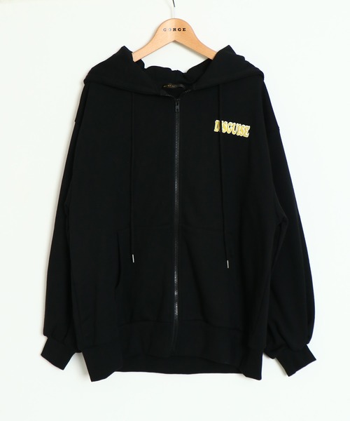 セール】《バックロゴ×花柄プリント》ZIPパーカー／ゆるカワ抜け