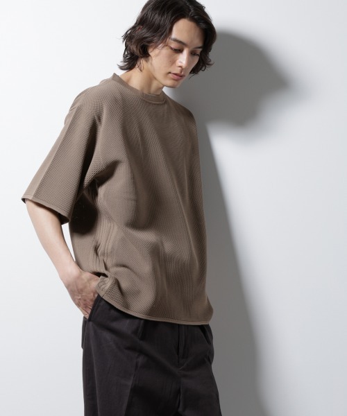NANO universe(ナノユニバース)の「スポンディッシュ メッシュ クルーネックニットTEE(ニット/セーター・メンズ・オフホワイト/レッド系その他2/ブラック/グレー系その他4・M/L)」の3枚目の写真