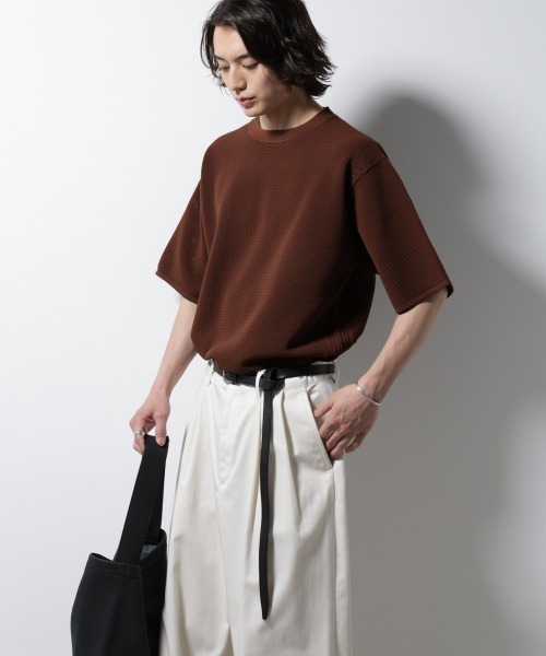 NANO universe(ナノユニバース)の「スポンディッシュ メッシュ クルーネックニットTEE(ニット/セーター・メンズ・オフホワイト/レッド系その他2/ブラック/グレー系その他4・M/L)」の4枚目の写真