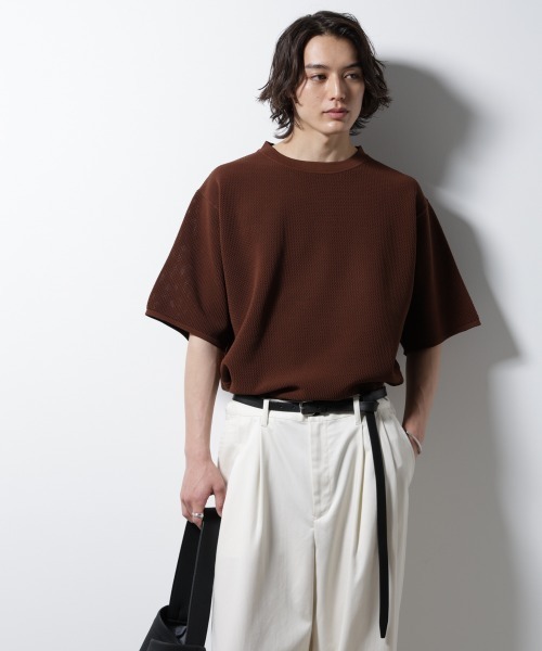 NANO universe(ナノユニバース)の「スポンディッシュ メッシュ クルーネックニットTEE(ニット/セーター・メンズ・オフホワイト/レッド系その他2/ブラック/グレー系その他4・M/L)」の18枚目の写真